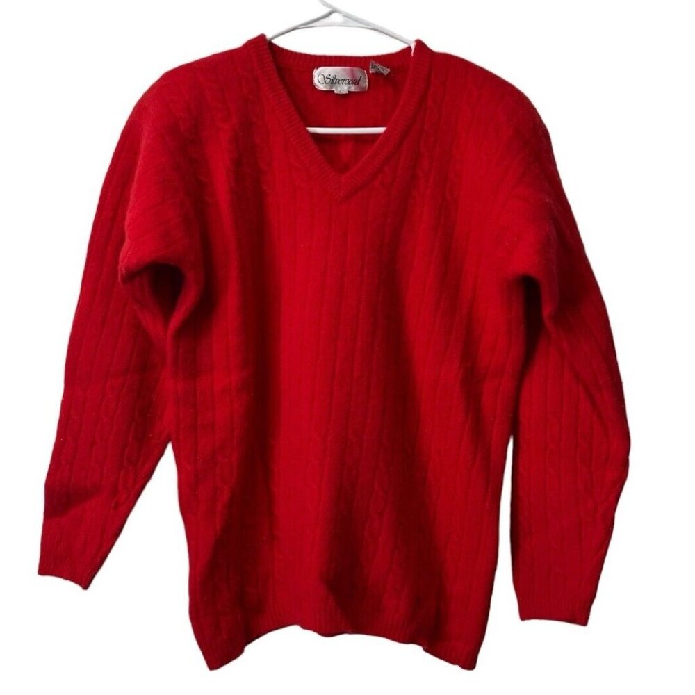 Silvercord Sweater Women Large Lambswool Rabbit Hair Soft Fuzzy Retro VTG City‎